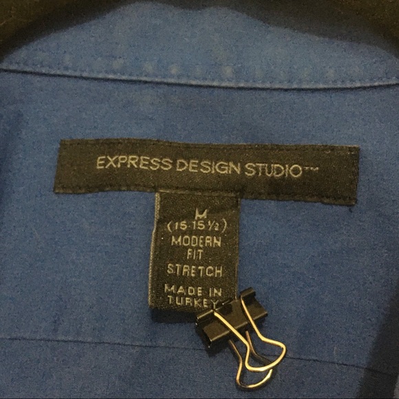 Express Long Sleeve Dress Shirt Medium Dark Blue - Picture 2 of 7